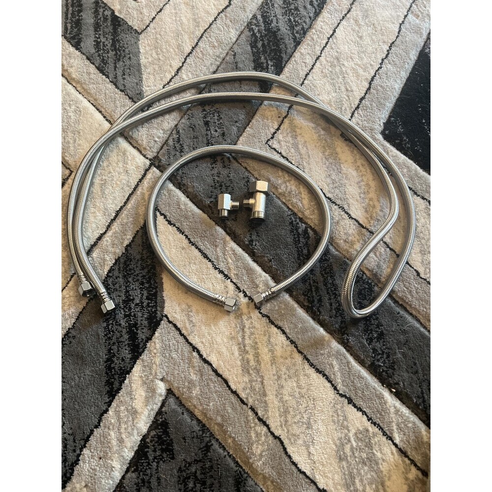 Stainless Steel Flexible Water Supply Lines with Angle Valves - Set of 2